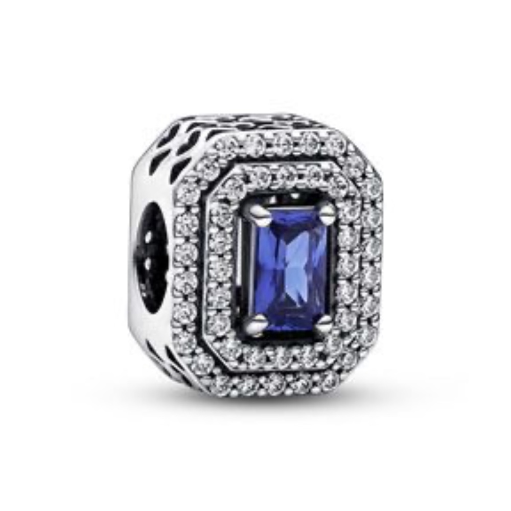 Pandora Blue Sparkling Leveled Rectangular Charm - image 1